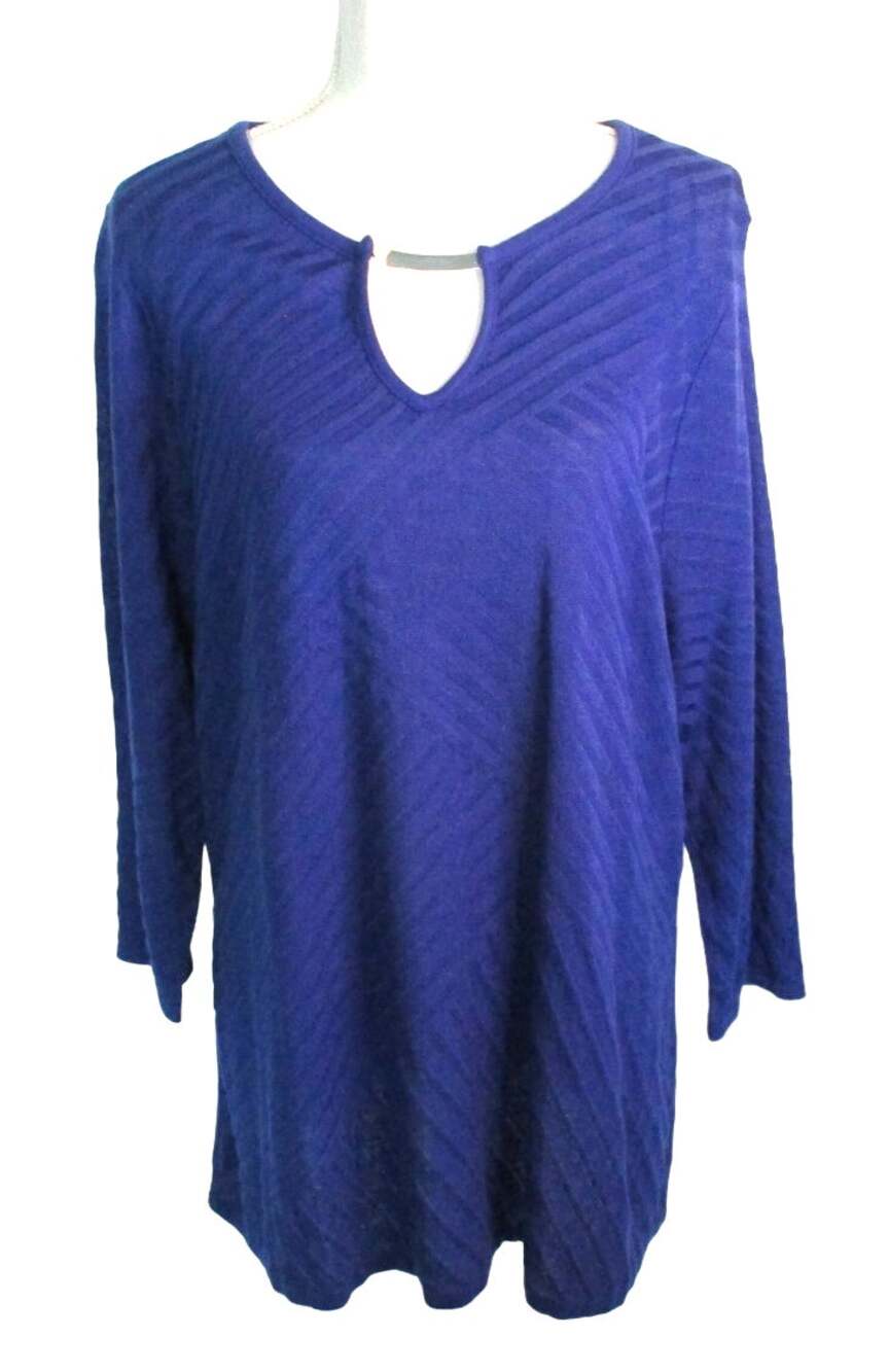 Dana Buchman Plus Women's 3/4 Sleeve Blue Knit Lightweight Sweater NWT Size 2X